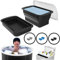 PICKONA Foldable Large ice Cube Mold Thick Silicone Ice Molds Tray Extra Large Ice Block Mold with Lid, 8 lbs Reusable Silicone Tray for Cold Plunge Tub and Ice Bath Accessories and Food Storge(black)