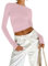 OYIGELZ Langarmshirt Damen Basic T-Shirt Crop Tops Y2K Slim Fit Oberteile Sweatshirt Casual Rundhals Tee Shirt(Hellrosa,XL)