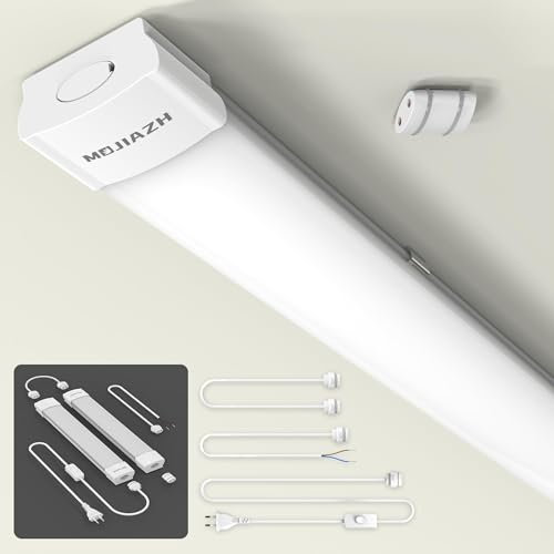 MOJIAZH Feuchtraumleuchte LED 120cm mit Stecker, 36W 4000LM LED Neonröhre, Neutralweiß 5000K Feuchtraumlampe, IP65 Wannenleuchte, Werkstattlampe, Kellerleuchte (Neutralweiß 5000K, 120CM-36W)