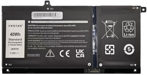 FESTAS 40Wh JK6Y6 Batterie Compatible avec Dell Vostro 5401 5402 5501 5502 Latitude 3410 3510 Inspiron 5300 5301 5400 5401 5402 5408 5409 5501 5502 5505 5508 5509 Series 5NDNH C5KG6 CF5RH 0C5KG6