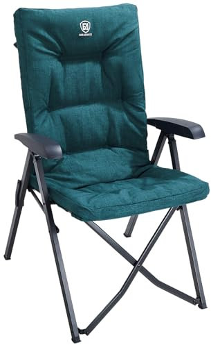 EVER ADVANCED Campingstuhl Faltbar Rückenverstellbar in 4 Positionen 150 KG Belastbarkeit Klappstuhl Luxus 6cm Dicke Gepolstert Gartenstuhl Hohe Lehne Angelstuhl für Camp Garten Balkon Alu+Stahl