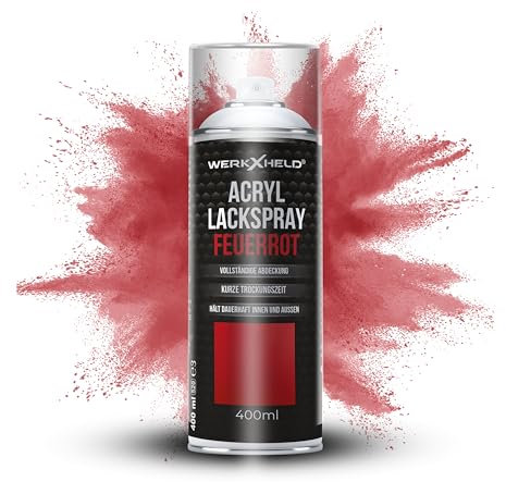 WerkXheld Sprühlack 400ml - Hochwertiges Lackspray Feuerrot RAL 3000, Vielseitig anwendbar auf Holz, Metall & Textil, Langlebiger Acryllack Spray