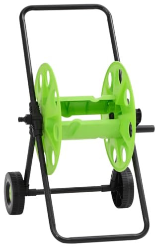 Schlauchtrommel Freistehend für 60 m 1/2 Gartenschlauch, Schlauchwagen mit Schlauchanschluss abgewinkelt, Verzinkter Stahl und Kunststoff
