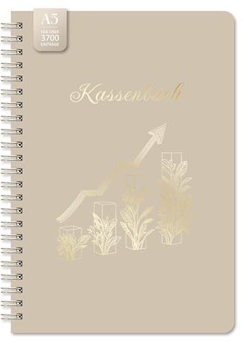 BIROYAL Kassenbuch A5, Übersichtlich & Logisch Strukturiert, Khaki | 120 Seiten Haushaltsbuch mit 120g Stabiles Papier, Ausreichend Platz für Einnahmen & Ausgaben, Ideal für Kleinunternehmer