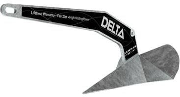 Lewmar Unisex-Erwachsene Galvanized Delta Anchor 16kg/35lbs for Boats 35'-52' Verzinkter Anker, 16 kg, für Boote von 90-132 cm, Mehrfarbig/Meereswellen (Ocean Tides), 35 lb