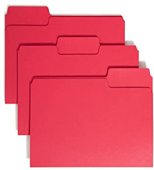 Smead SuperTab Schnellhefter Übergroß 1/3 Zuschnitt Tab, Briefgröße, Rot, 100 Stück pro Box (11983), 1 Stück