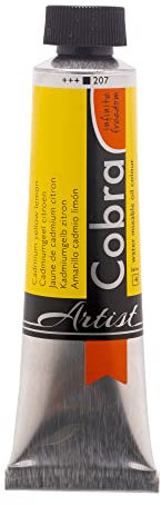 Cobra Artist Couleurs à l'huile mélangeables à l'eau - Jaune de cadmium citron 207 Tube de 40 ml - Haute pigmentation sans solvants +++.