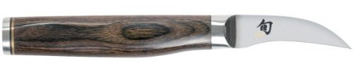 KAI Shun Premier Tim Mälzer japanisches Schälmesser 5 cm Klingenlänge - VG-MAX Kern 61 HRC, 32 Lagen Damast hochglanzpoliert - Pakkaholz mittelbraun gemasert - Hammerschlagoberfläche - Made in Japan