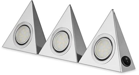 REV TRIANGEL LED Küchenunterbauleuchte, Unterbauleuchten Küche LED, 3 x 1,8W, 3 x 100lm, mit Schalter, silber