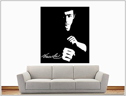 Deco-idea Wandtattoo wandaufkleber wandsticker Photo Porträt Bruce Lee Kongfu Drache wph032(070 schwarz, set1:ca. 30 x 36 cm)