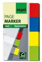 Sigel© Haftmarker Transparent, grn, gelb, blau, rot, 20x50 mm, 160 Streifen