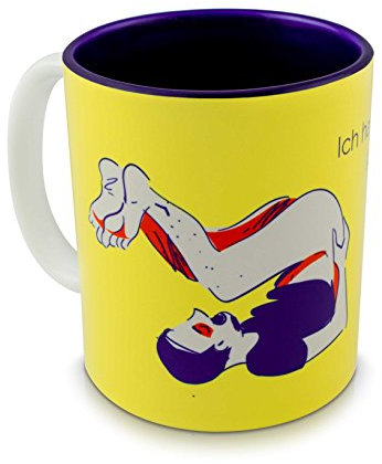 Grinscard Keramik Tasse mit Popo Aufdruck & Spruch - Gelb Mooning Design 0,3l - Motiv Kaffeetasse zum Verschenken