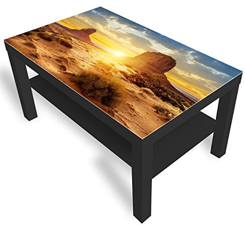 DekoGlas Beistelltisch Couchtisch 'Monument Valley USA' Sofatisch mit Motiv Glasplatte Kaffee-Tisch, 90x55x45 cm Schwarz