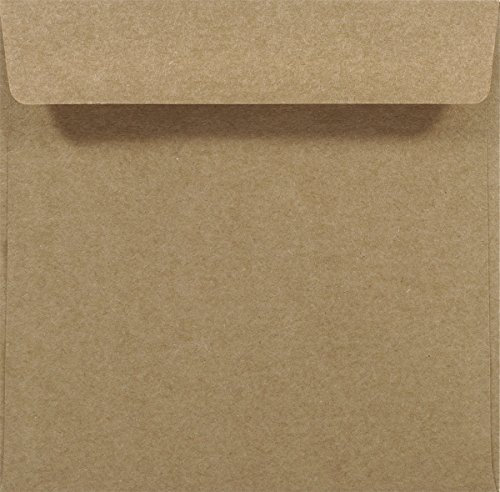 Netuno 25 Sand-Braun quadratische Umschläge Kraftpapier 170 x 170 mm gerade Klappe ohne Fenster Briefumschläge quadratisch für Einladungskarten Geburtstagskarten Weihnachtskarten Briefkuverts Natur