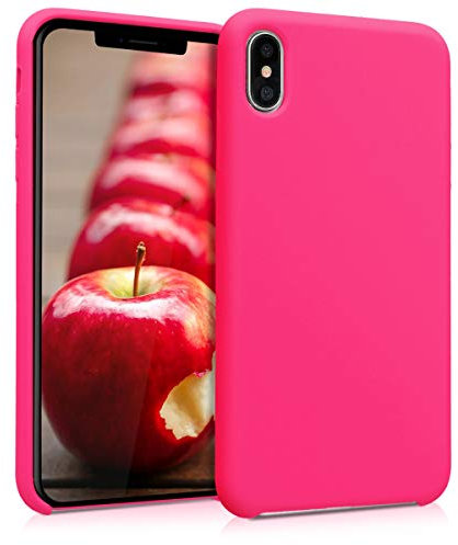 kwmobile Hülle kompatibel mit Apple iPhone XS Max Hülle - Silikon Handy Case - Handyhülle weiche Oberfläche - kabelloses Laden - Neon Pink