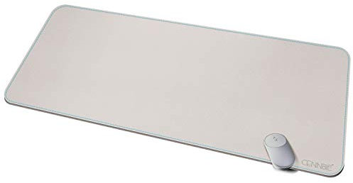 CENNBIE Schreibtischunterlage Leder 120 x 50cm,Extra großeTischunterlage, erweitertes PU-Leder Mauspad xxl, wasserdichte Schreibunterlage auf Schreibtischen, Büro und Zuhause Tischunterlage (Creme)