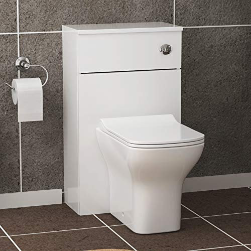 Bathroom Qubix Back to Wall Toilet with WC Unit + Soft Close Seat & Concealed Cistern - Gloss White