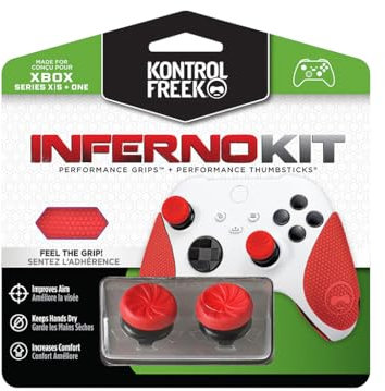 KontrolFreek FPS Freek Inferno per controller Xbox One e Xbox Series X - Levette ad alte prestazioni - 2 Concave - Rosso