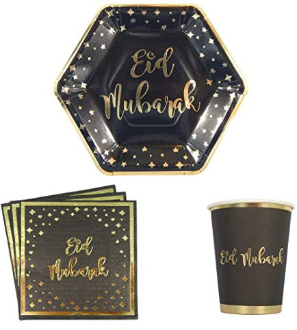 Peacock Supplies Fournitures de paon - Pack de fête de l'Eid - Noir et doré