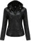 GITVIENAR Damen Lederjacke Kapuze Kunstleder Motorradjacke Bikerjacke Ladies Oberbekleidung mit Reißverschluss und Tasche (Schwarz, XXL)