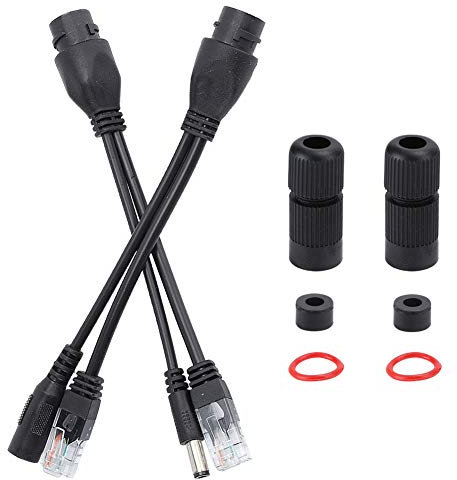 PoE Injektor und PoE Splitter Kit,DC12V Ausgang mit IEEE802.3af Standardkonform,10/100Mbps Power Over Ethernet Splitter Adapter,wasserdichter PoE Splitter Adapter,schwarz
