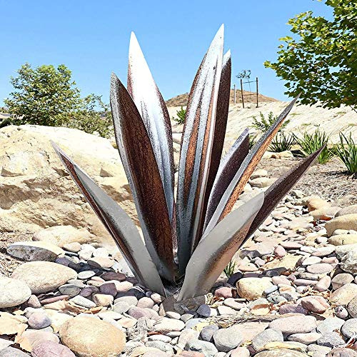 Nicejoy Metall Agave Eisen-Kunst-Agave Skulptur Statue Garten-Yard-Kunst-Dekoration Ornament 35cm Silber