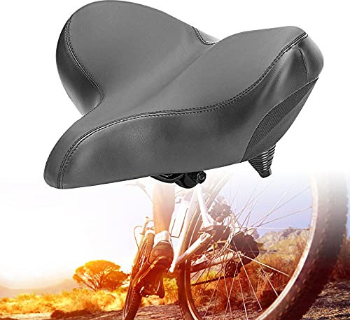 Sehr bequemer Fahrradsattel, ergonomischer Gelsattel mit Stoßdämpferkugel mit doppelter Feder, bequemer Sattel für Männer und Frauen, geeignet für Mountainbike, Rennrad und Fahrrad, Schwarz