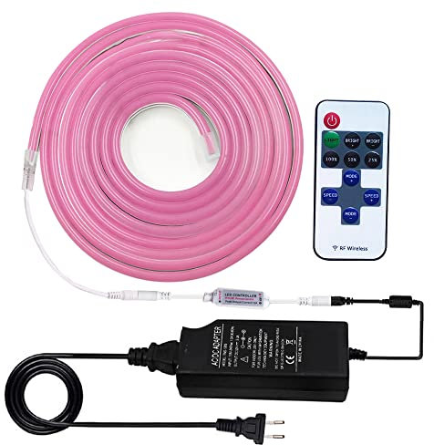 N/C Wisada Luce al neon LED flessibile in silicone, 16.4Ft/5M LED Rope Light IP65 Striscia LED impermeabile per interni ed esterni Home Decor [Rose | (Include alimentatore e dimmer)]