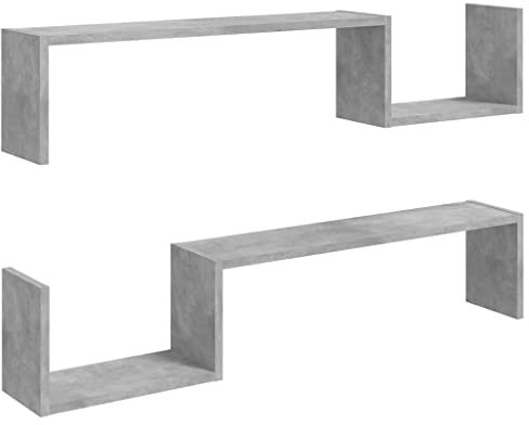 vidaXL Étagères Murales 2 pcs, Supports Suspendus, Tablettes Flottantes, Meubles de Salon Salle de Séjour Maison, Gris Béton Bois d'Ingénierie