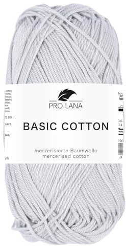 Pro Lana BASIC COTTON Baumwollgarn 50 g ideal für Kleidung, Spielzeug & Accessoires 125 m, Farbe:291 - nebel