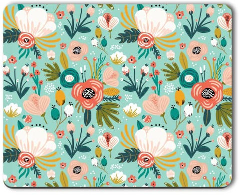 Atufsuat Mouse Pad, Floral Theme Anti-Slip Rubber Mouse Pads, Cute Customized Gaming Mouse Pads for Laptop Computer Women Girls Kids, Square Office Mouse Mat Desk Decor, 10.2 x 8.7, Green Flowers