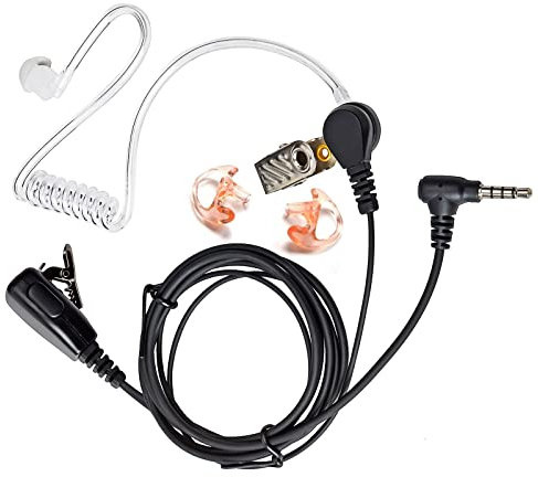 HYS Akustikschlauch-Headset, Überwachung, Strafverfolgung, Mikrofon/PTT mit einem Paar mittelgroßen Ohrhörern für Yaesu FT-60 FT-70 FT-2D 3D 5D 1D FT-1XD Vertex VX130 VX414 VX424 VX427