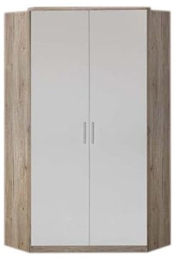 Froschkönig24 Joker Eckschrank Eckkleiderschrank Kleiderschrank San Remo Eiche/Weiß