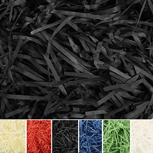 Geschreddertes Papier Füllmaterial Geschenk Papier Füllmaterial 200g Geschreddertes Seidenpapier für DIY Party Hamper Füllung und Geschenkverpackung (Schwarz 200g)