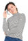 LAPASA Damen Stehkragen Thermounterhemd, Innenfleece Thermounterwäsche langärmliges Thermo-Shirt Funktionsunterwäsche Oberteil (L87 Warm), Schwarz gestreift (warm), XS
