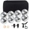 Hengsong Boule Set,13tlg Boccia Set mit 8 Premium Metall Kugeln, Outdoorspiel Garten Strand Spielzeu inkl. Holzkugel, Signalkugel, Maßseil, Ersatzkugel & Tragetasche (8*Metall-Kugeln)