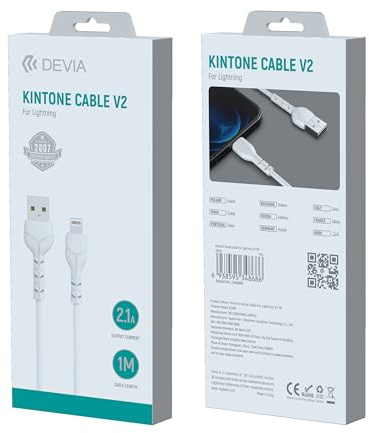 Devia KINTONE CAVO Lightning Apple 5 V 2,1 A 1 m Carica und Dati, Weiß