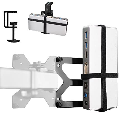 VIVO Universal Docking Station Mount for Workstation, Behind Monitor VESA Mounting, Under Desk Installation, Heavy Duty C-clamp Options, Fits Docking Stations up to 10 inches Wide, MOUNT-DS01