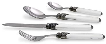 Rivadossi Sandro 4016S03 Set di Posate per 4 Persone, 16 Pezzi-Venezia-100% Made in Italy, Artigianalità e Design, Acciaio Inox 18/10, Trasparente