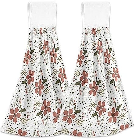 FRODOTGV Mikrofaser-Handtuch mit Weihnachtsmotiv und Blumenblättern, 2 Stück