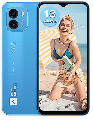 AGM Smartphone Senza Contratto (2023) NOTE N1, Telefono Android 13, 8 GB + 128 GB, 6,52 HD+, 4900 mAh Batteria, 4G Dual SIM, Face ID/Fingerprint/OTG/GPS,50 MP Doppia Camera+ 2 MP Microcamera, Azzuro