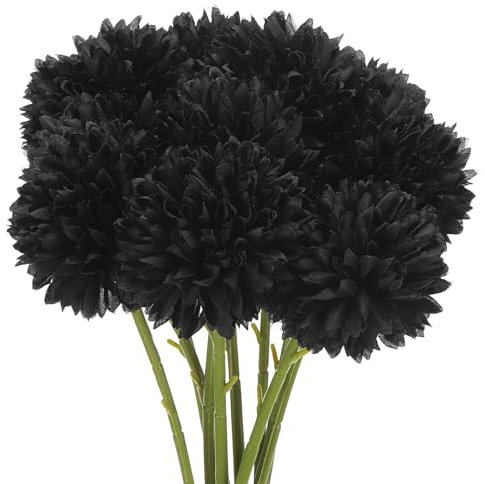 sourcing map Artificial Flower Heads, Silk Chrysanthemum Ball Hydrangea Black Faux Flowers for DIY Craft Wedding and Party Decoration Pack of 10