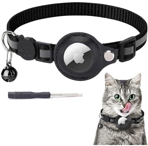AWAVM Airtag Katzenhalsband, GPS-Halsband, Halterung für Apple Air Tag, reflektierend, mit Sicherheitsschnalle gegen Würgen für Kätzchen