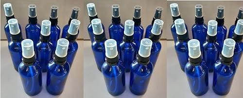 Vitali-Chi 27 Botellas de Spray de Cristal Azul de 100 ml con Atomizadores Negros