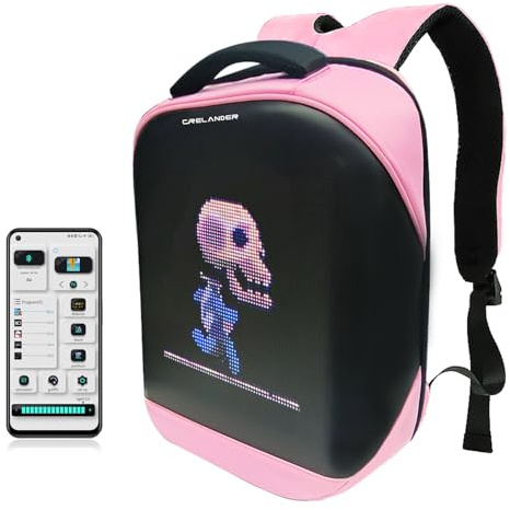 cartaoo Dynamische Laptop Rucksack LED Display Schultertasche Crelander Rucksäcke personalisiertes Geschenk für Männer Frauen (pink)