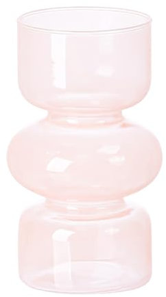 MINGZHE Vase Hydroponique en Verre Transparent, Vase en Verre Coloré de 7 Pouces pour Fleur, Vase Floral en Verre à Trois Couches pour la Décoration, Vase en Verre Géométrique Moderne pour(Rose)