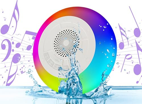Dpofirs Floating Pool Speaker with Colorful RGB Lights, IPX7 Waterproof Floating Speakers,360° Surround Stereo Sound,Portable Speakers for Home Shower Outdoors Pool Travel