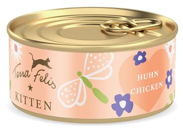 TERRA FELIS Kitten Huhn Nassfutter I Premium Kittennahrung in 100% Lebensmittelqualität Aller Rohstoffe I 90% Fleischanteil, getreidefrei I Alleinfuttermittel (70g)