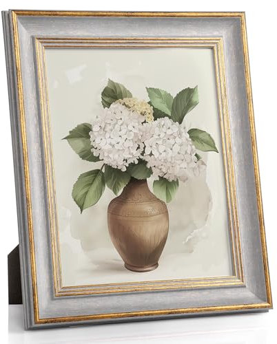 Afuly 20x25 Bilderrahmen Vintage Grau in Gold Bilderrahmen Retro Antike Shabby Fotorahmen Deko für Wand Tisch Family Freund Hochzeit Geburtstag Geschenke Muttertage für Mama Oma