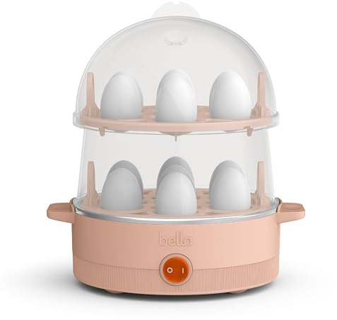 bella Electric Egg Cooker, 14 Eggs Capacity Tray, Double Stack, for Poached, Scrambled, Hard, Medium & Soft Boiled Eggs, Omelets and Steamed Dumplings, Auto Shutoff, 360 Watt, Blossom